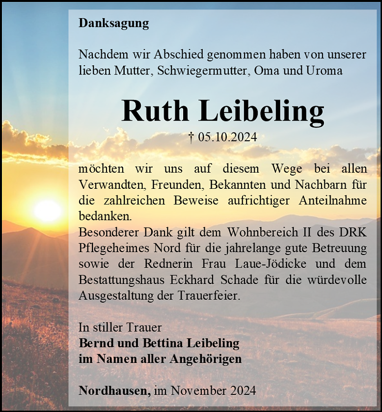 Danksagung  (Foto: Bestattungshaus Eckhard Schade)