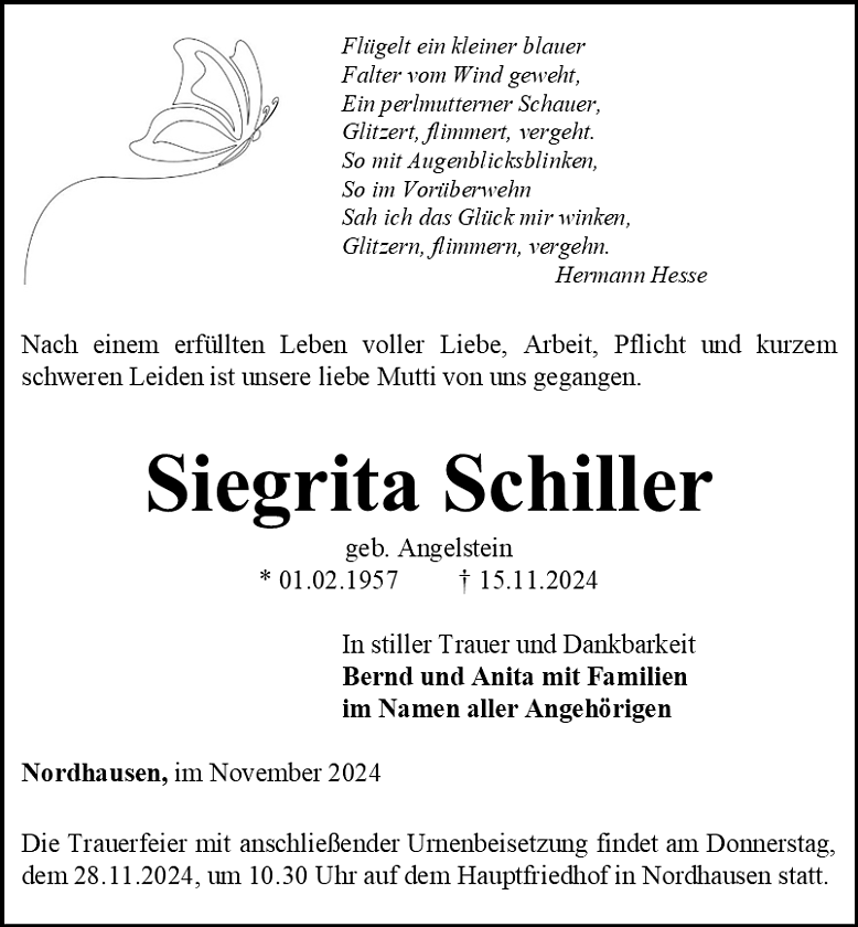 Traueranzeige (Foto: Bestattungshaus Eckhard Schade)