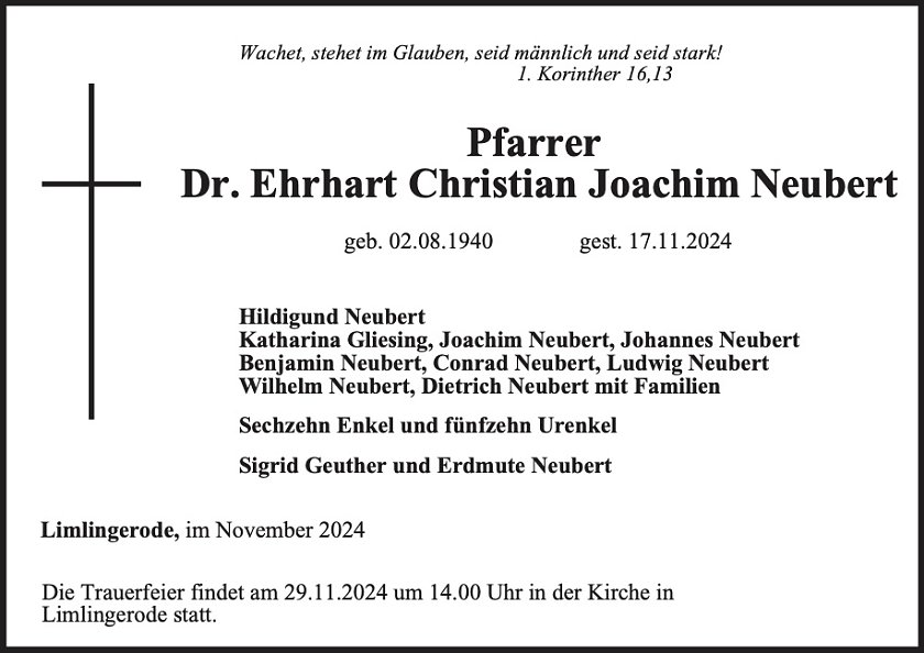 Traueranzeige (Foto: Bestattungsinstitut Westerhausen)