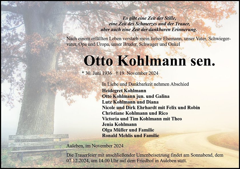 Traueranzeige (Foto: Bestattung Baumgarten)