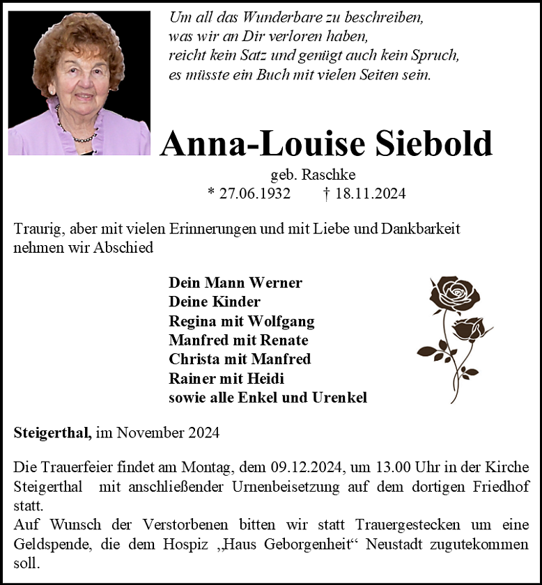 Traueranzeige (Foto: Bestattungshaus Eckhard Schade)