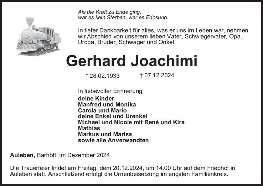 Traueranzeige (Foto: Bestattung Baumgarten)