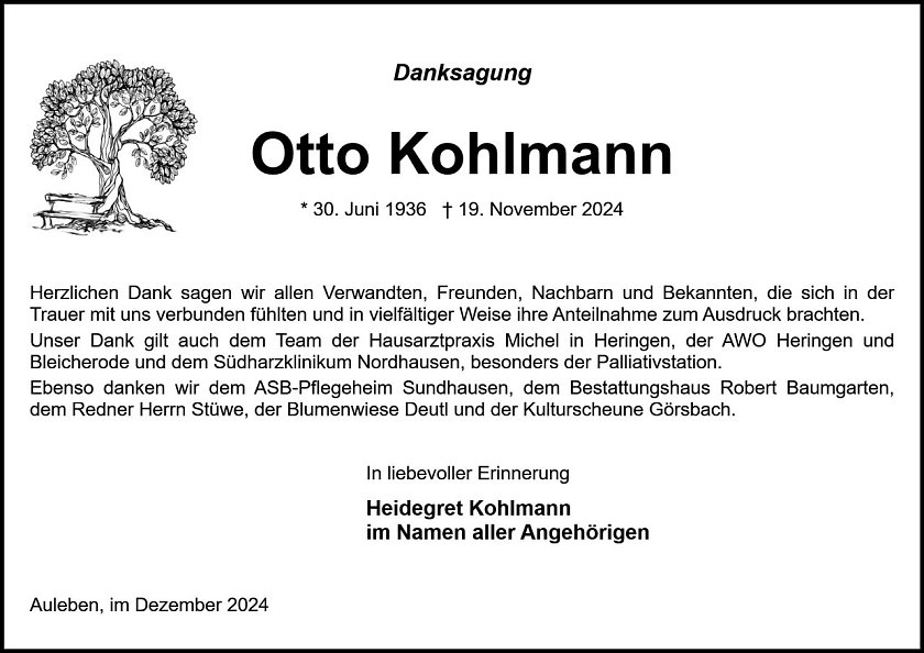 Danksagung (Foto: Bestattung Baumgarten)