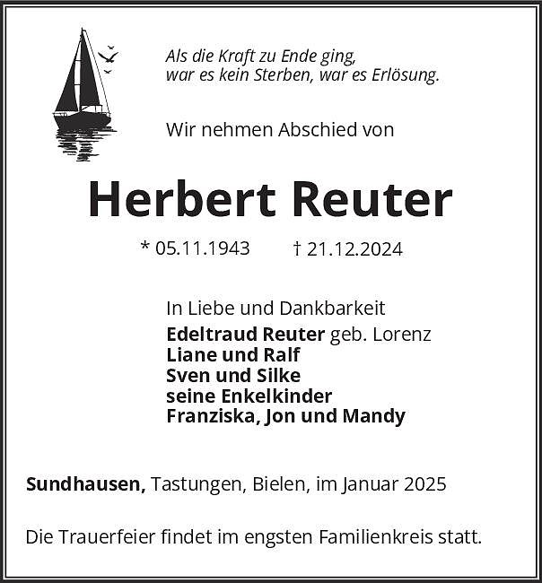 Traueranzeige (Foto: Bestattung Baumgarten)