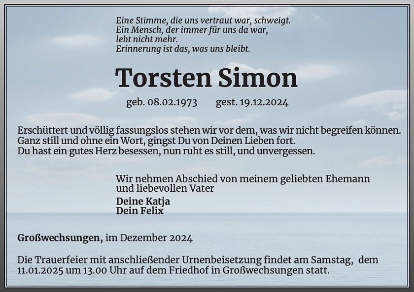 Traueranzeige (Foto: Bestattungsinstitut Westerhausen)