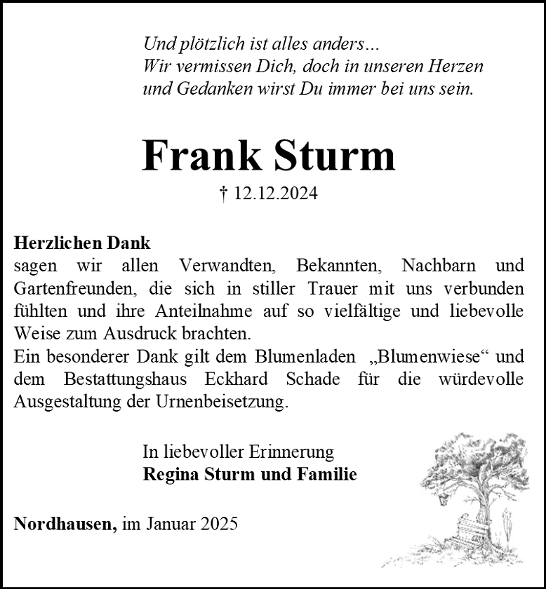 Danksagung (Foto: Bestattungshaus Eckhard Schade)