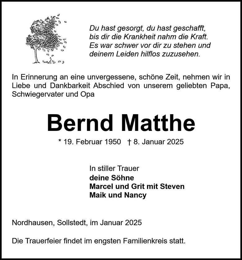 Traueranzeige (Foto: Bestattung Baumgarten)