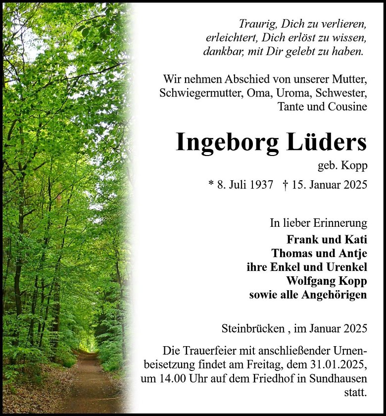 Traueranzeige (Foto: Bestattung Baumgarten)