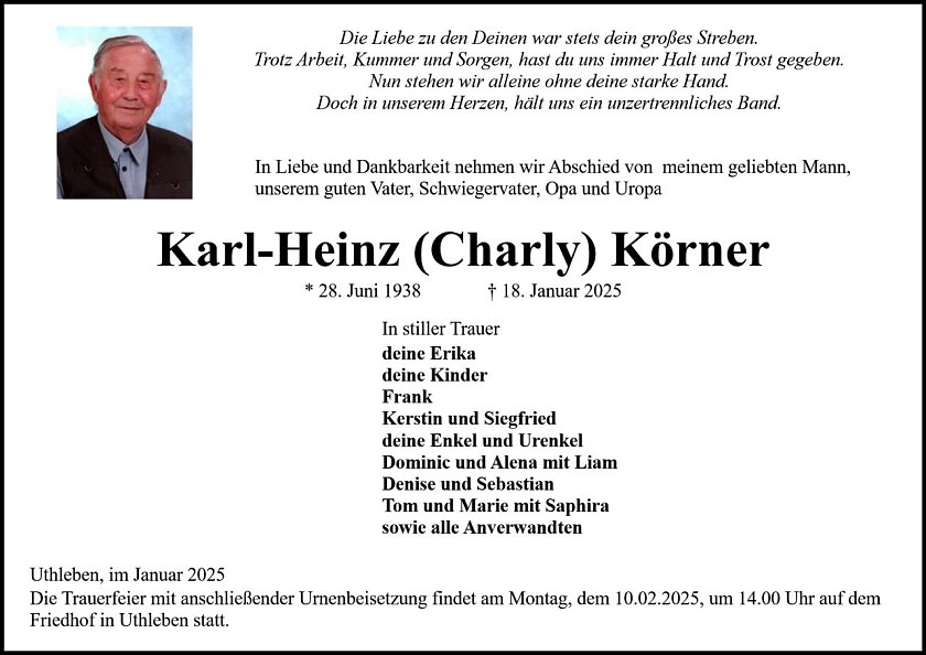 Traueranzeige (Foto: Bestattung Baumgarten)