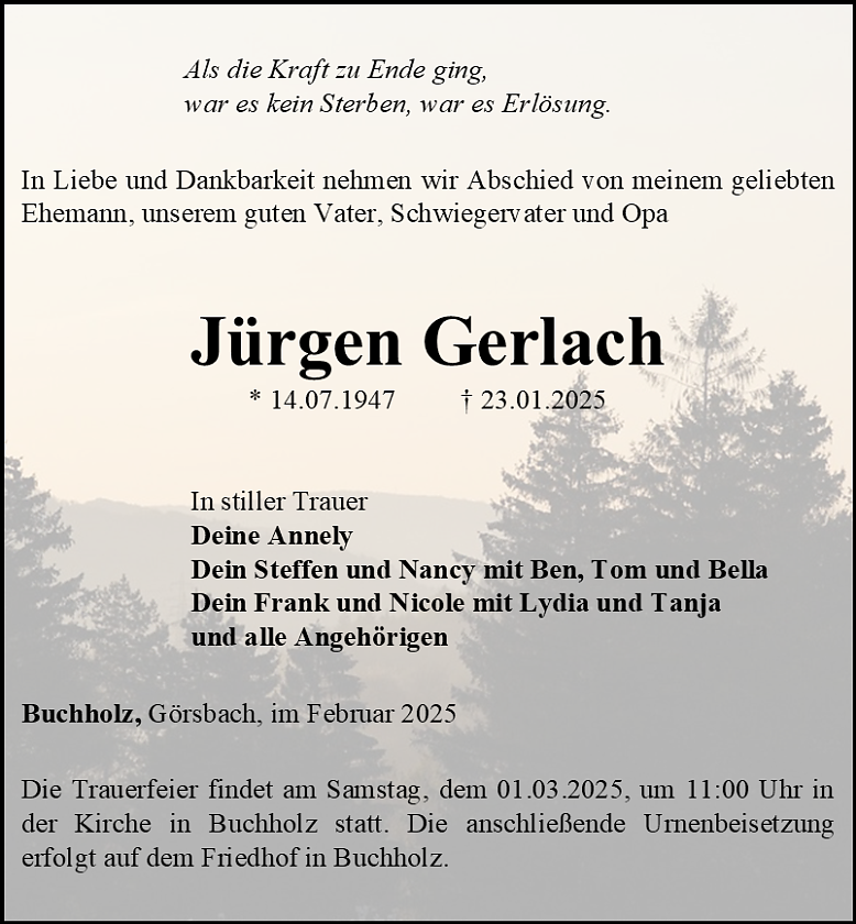 Traueranzeige (Foto: Bestattungshaus Schade)