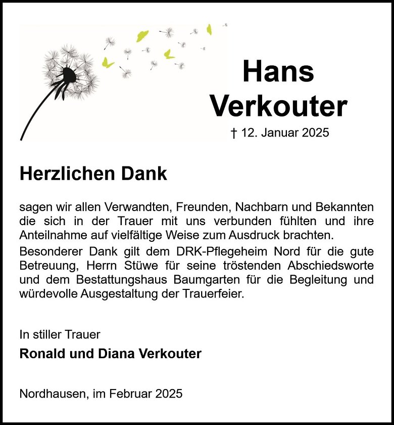 Danksagung (Foto: Bestattung Baumgarten)