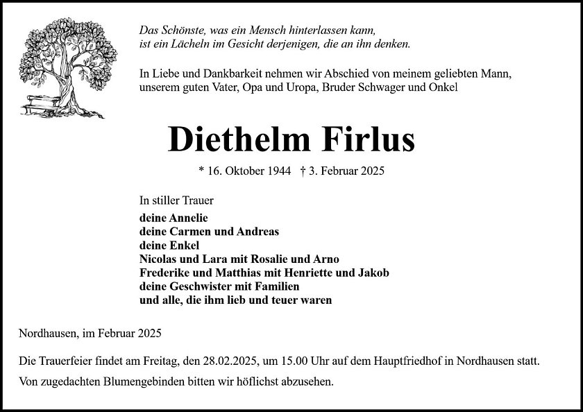 Traueranzeige (Foto: Bestattung Baumgarten)