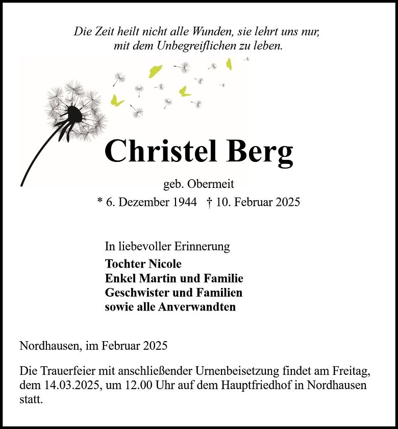 Traueranzeige (Foto: Bestattung Baumgarten)