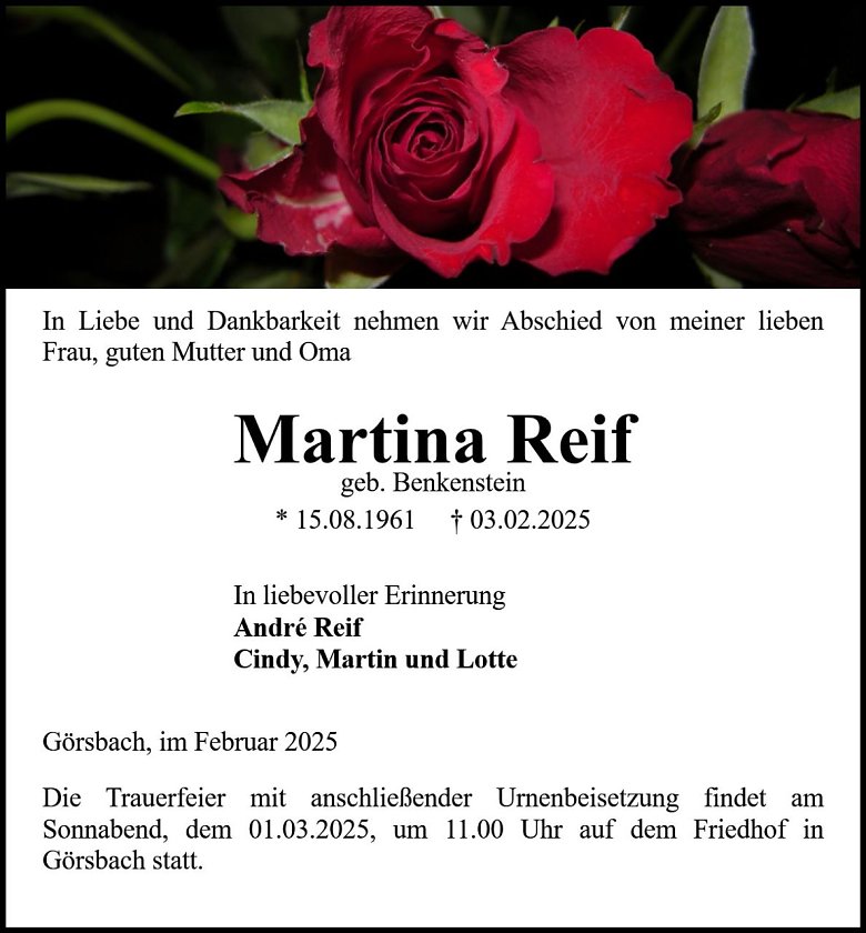 Traueranzeige (Foto: Bestattung Baumgarten)