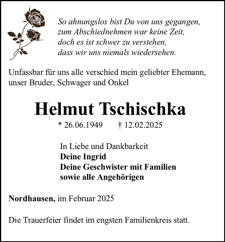 Traueranzeige (Foto: Bestattungshaus Eckhard Schade)