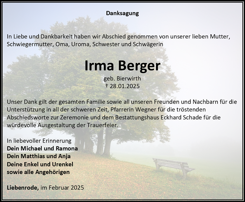 Danksagung (Foto: Bestattungshaus Eckhard Schade)