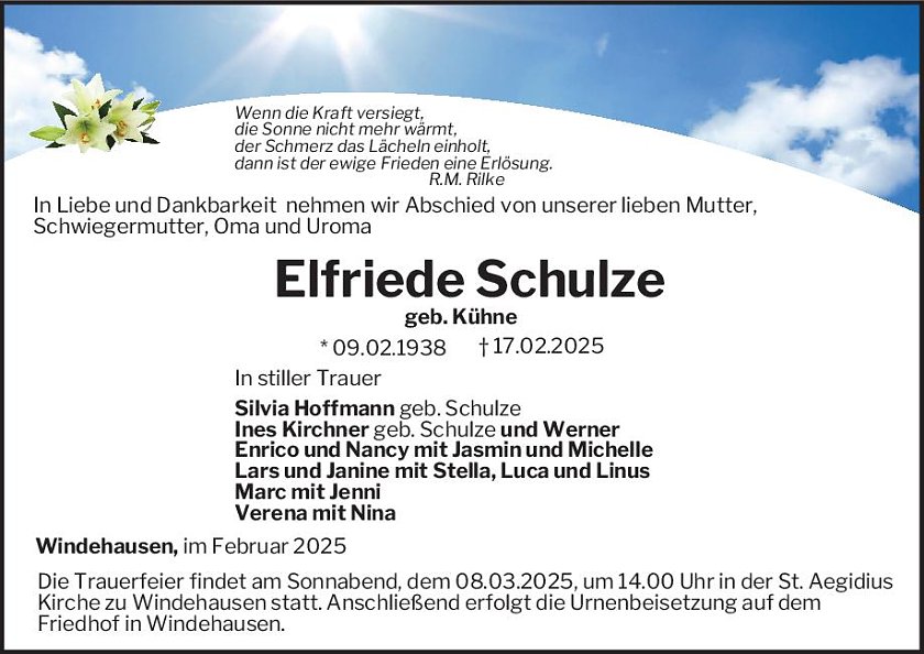 Traueranzeige (Foto: Bestattung Baumgarten)