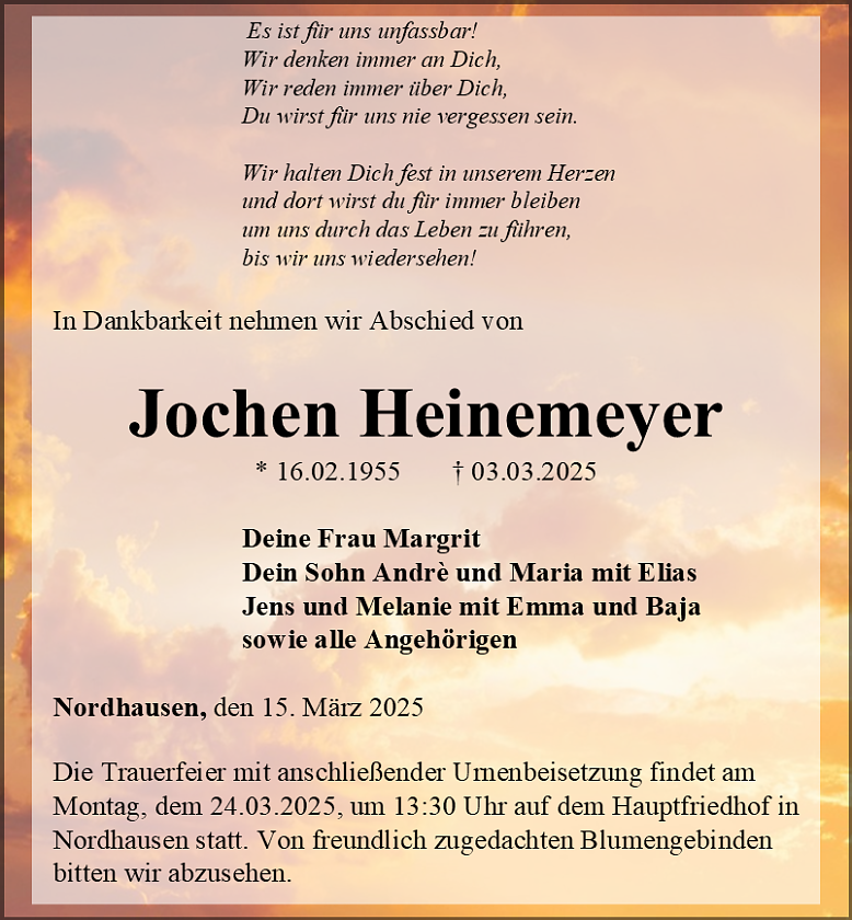 Traueranzeige (Foto: Bestattungshaus Eckhard Schade)