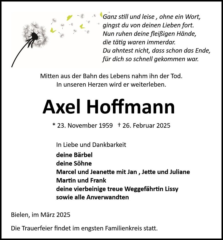 Traueranzeige (Foto: Bestattung Baumgarten)