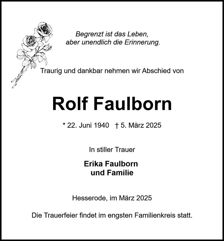 Traueranzeige (Foto: Bestattung Baumgarten)