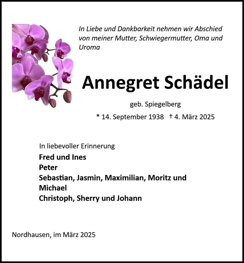 Traueranzeige (Foto: Bestattung Baumgarten)