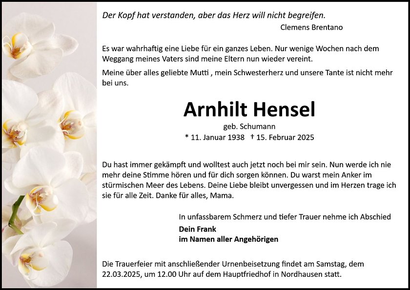 Traueranzeige (Foto: Bestattung Baumgarten)