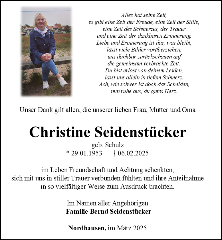 Danksagung (Foto: Bestattungshaus Eckhard Schade)