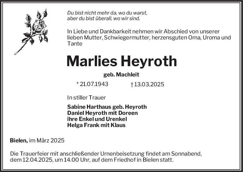 Traueranzeige (Foto: Bestattung Baumgarten)