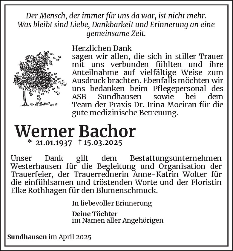 Danksagung (Foto: Bestattungsinstitut Westerhausen)