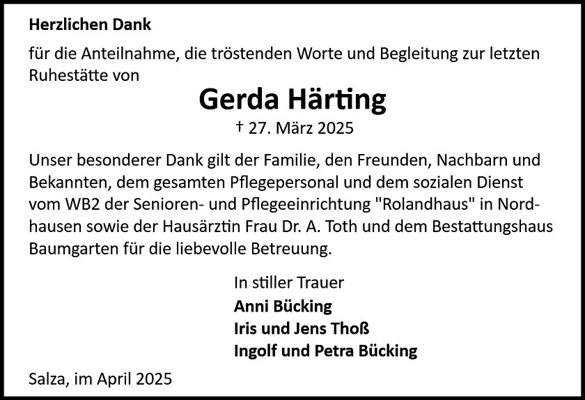 Danksagung (Foto: Bestattung Baumgarten)