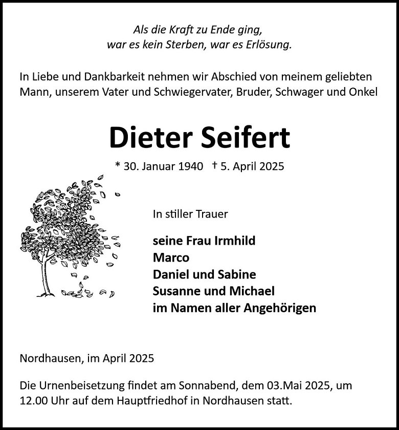 Traueranzeige (Foto: Bestattung Baumgarten)