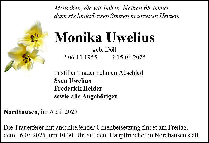 Traueranzeige (Foto: Bestattungshaus Schade)