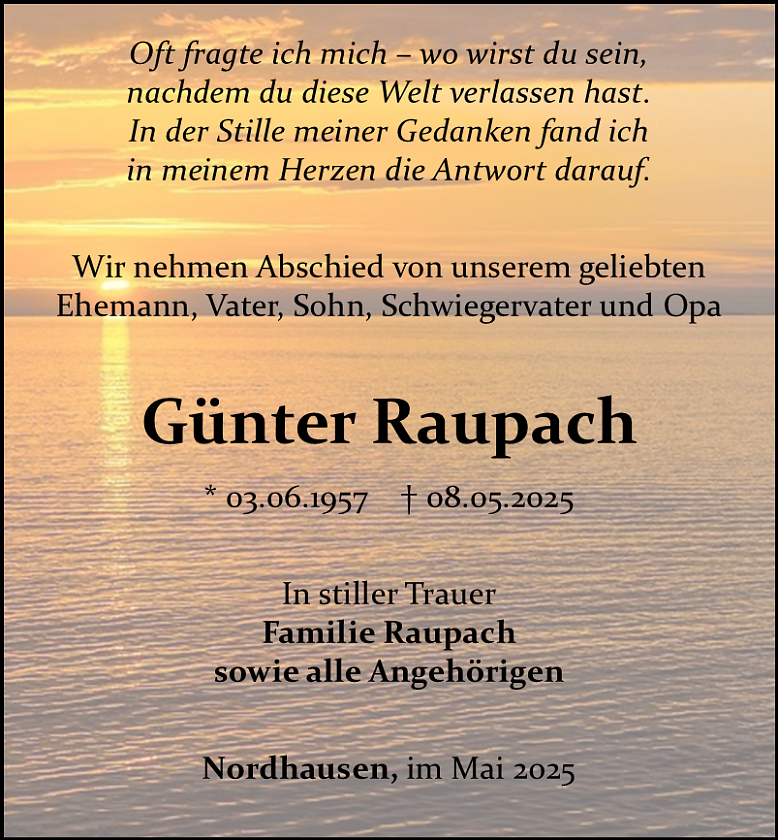 Traueranzeige (Foto: Bestattungshaus Schade)