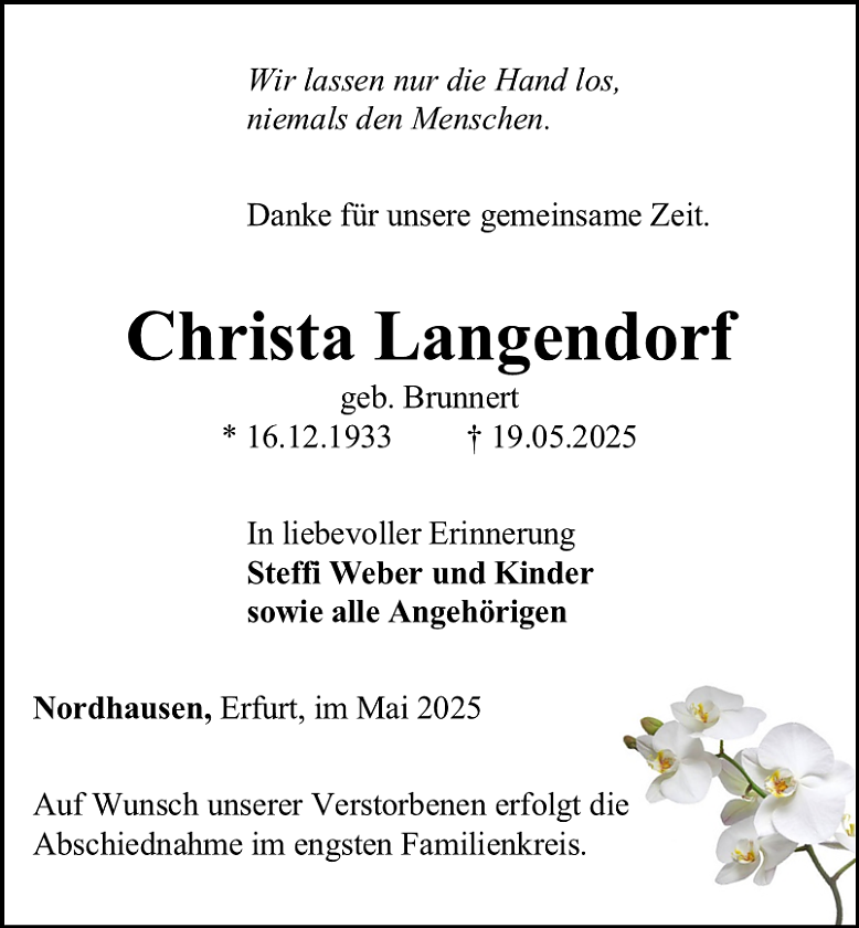 Traueranzeige (Foto: Bestattungshaus Schade)