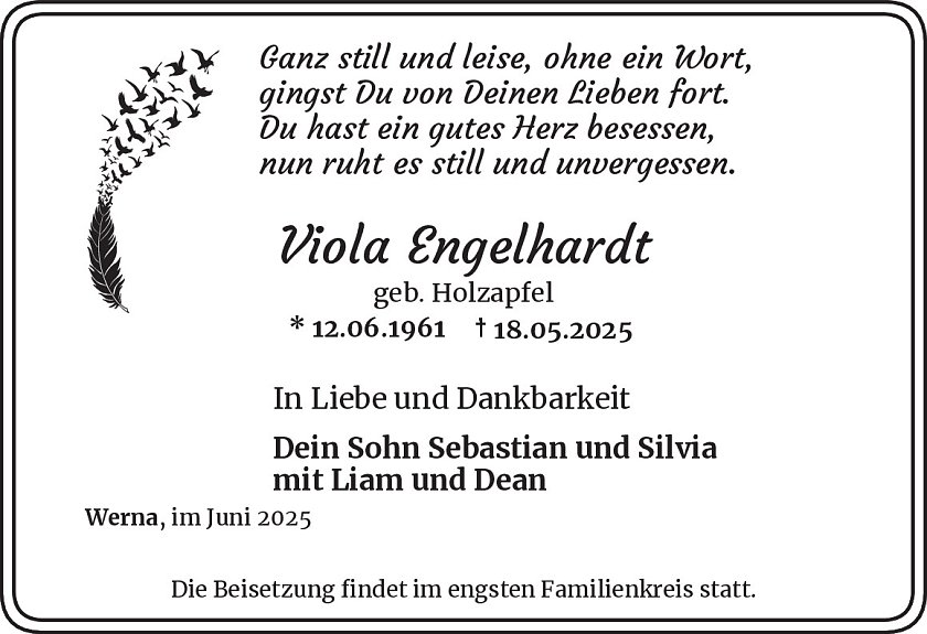 Traueranzeige (Foto: Bestattungsinstitut Westerhausen)