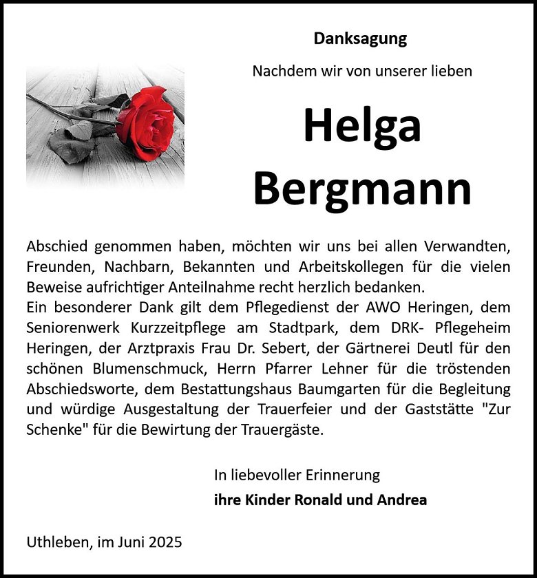 Danksagung (Foto: Bestattung Baumgarten)