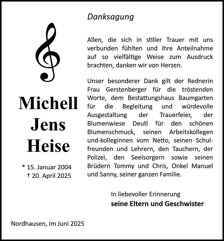 Danksagung (Foto: Bestattung Baumgarten)