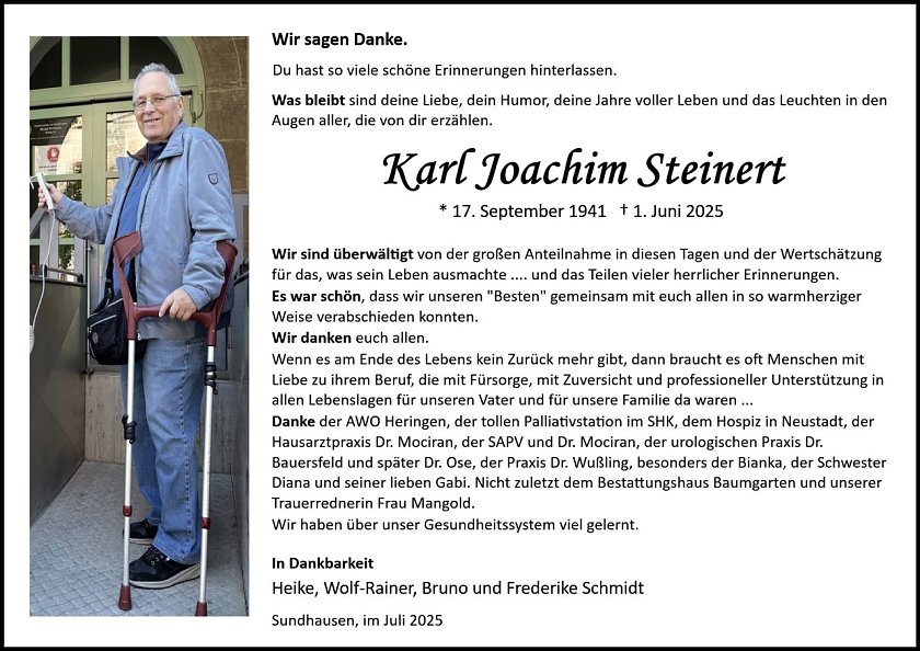 Danksagung (Foto: Bestattung Baumgarten)