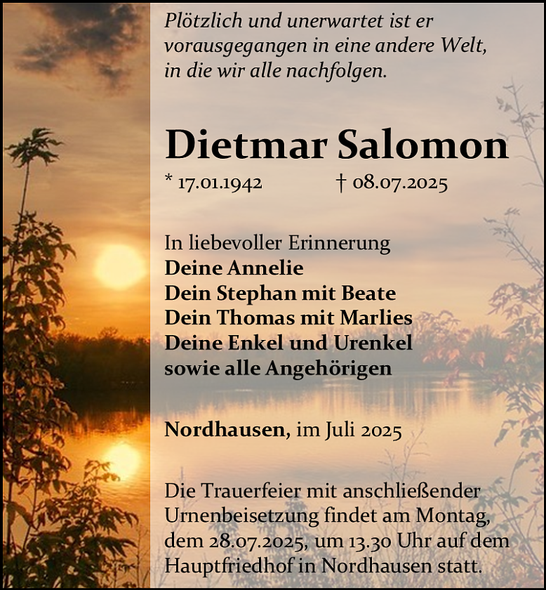 Traueranzeige (Foto: Bestattungshaus Echard Schade )