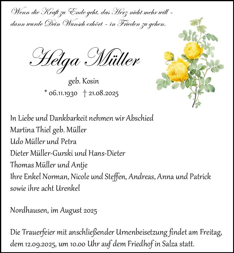 Traueranzeige  (Foto: Schade)