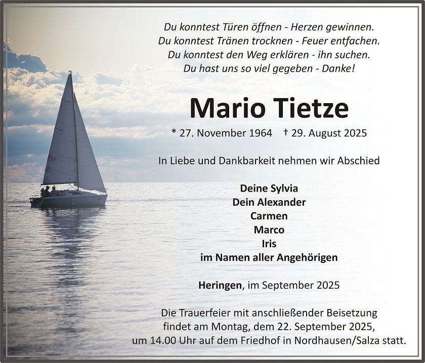 Traueranzeige Mario (Foto: keine Angaben)