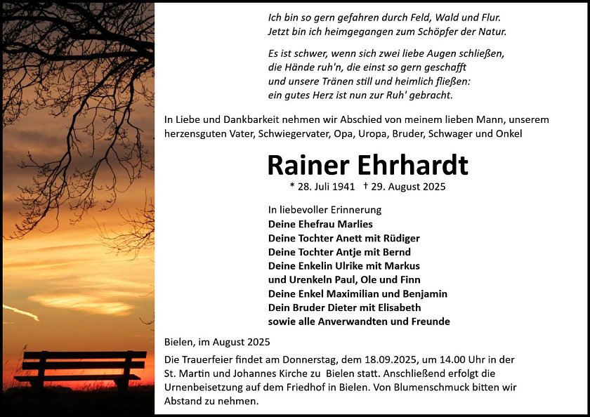 Traueranzeige (Foto: Bestattung Baumgarten)