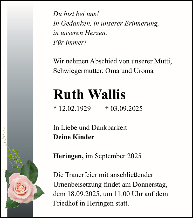 Traueranzeige (Foto: Schade)