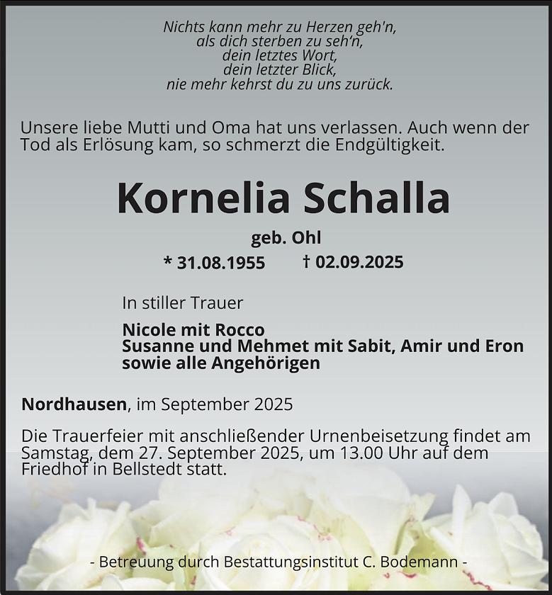 Traueranzeige Schalla (Foto: privat)