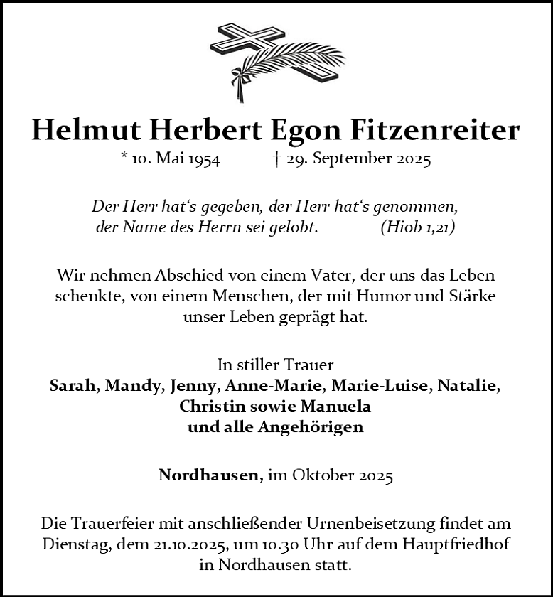 Traueranzeige (Foto: Bestattungshaus Eckhard Schade)