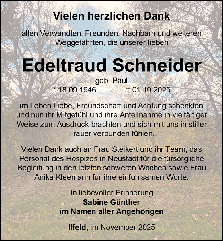 Danksagung (Foto: Bestattungshaus Eckhard Schade)