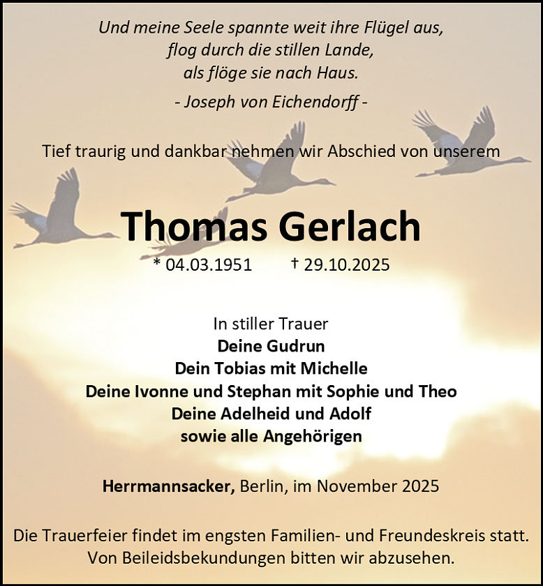 Traueranzeige (Foto: Bestattungshaus Eckhard Schade)