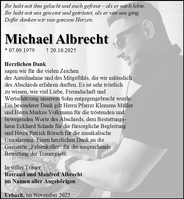 Danksagung (Foto: Bestattungshaus Eckhard Schade)