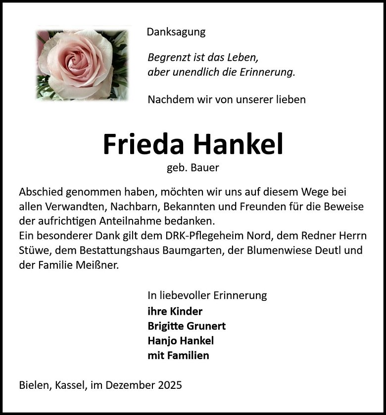 Danksagung (Foto: Bestattung Baumgarten)