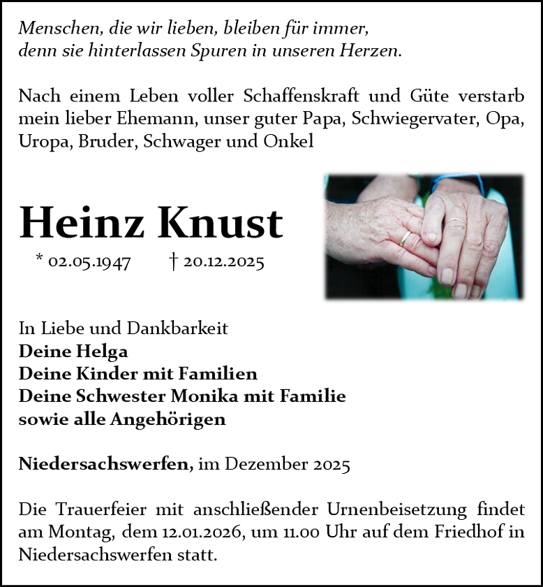 Traueranzeige (Foto: Schade)